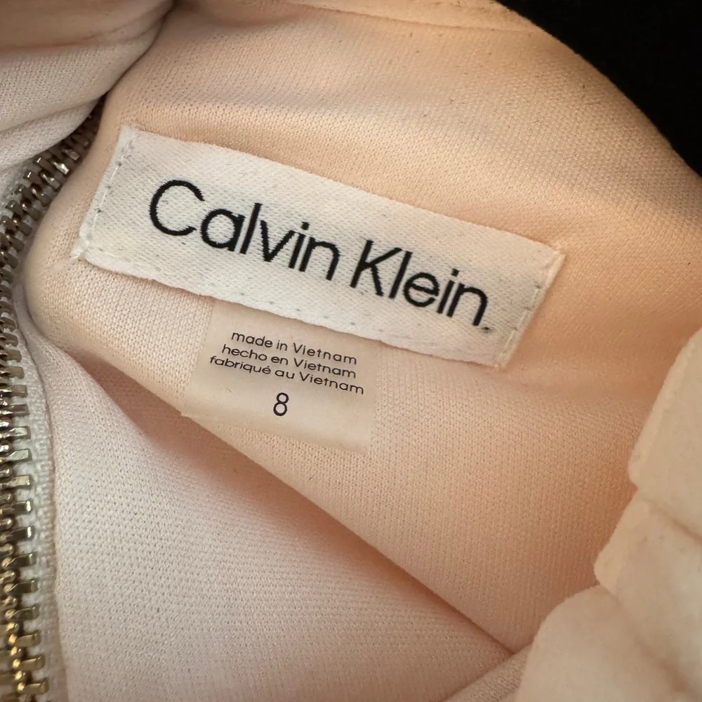 CALVIN KLEIN PALE BALLET PINK TIE NECK SHIFT DRESS SZ 8 - Picture 5 of 5